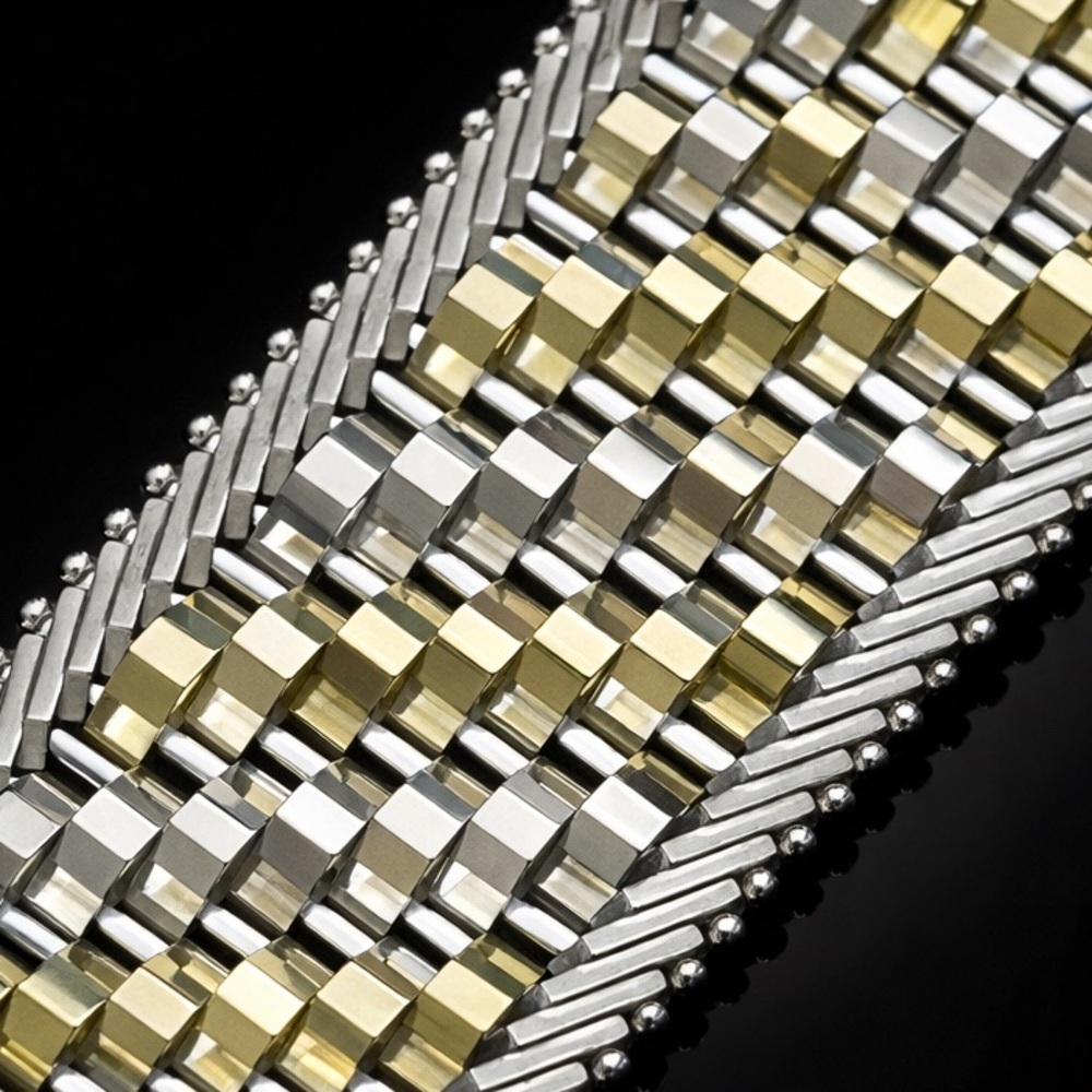 18k Gold sterling silver Panther Riccio Diamond cut link statement bracelet QVC